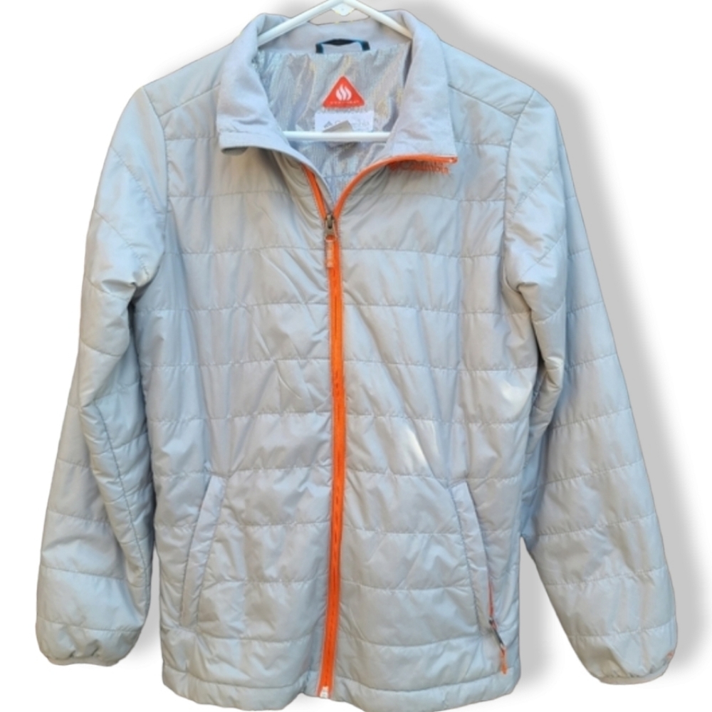 COLUMBIA Gray Omni Heat Quilted Puffer Coat Girls Large L 14 16 Winter Jacket - Picture 16 of 16